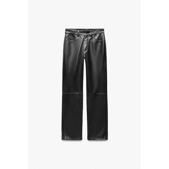 ZARA Limited Edition 100% Leather Straight-Leg Pants - S